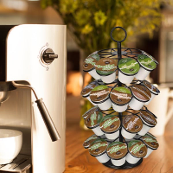 Kaffepudeholder, aftagelig køkkenarrangør til bordplade, drejer 360 graders karrusel