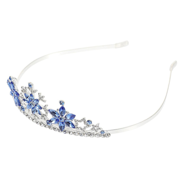 Blomsterpige Hovedbånd Festival Hår Tilbehør Krystal Pige Rhinestone Fødselsdag Hovedbånd Pige (16X12.5cm, Blå)