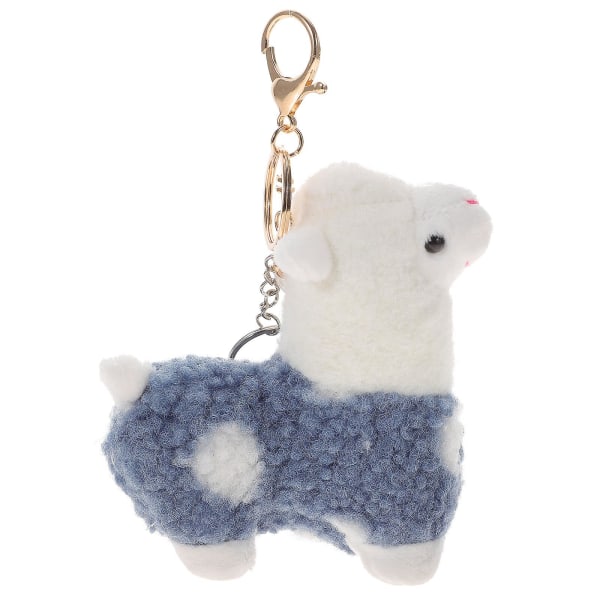 Plush llama alpaca keychain pendant plush animal bag pendant (15.5X12X5.5CM, blue)