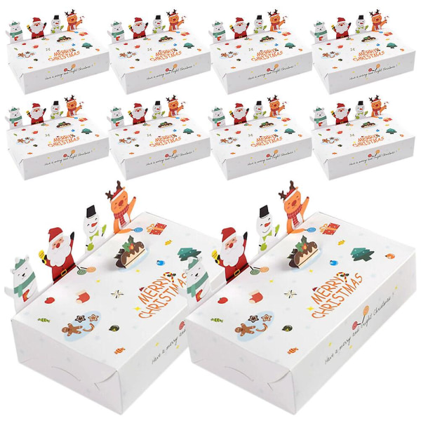10 Pack Christmas Gift Box Christmas Cookie Box Holiday Party Paper Candy Box (15X9X8CM, kuten kuvassa)