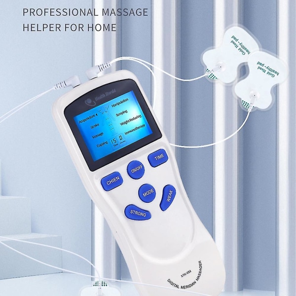 Tens Ems Machine Unit Elektrisk massasjeapparat Pulsmuskelstimulator Ryggterapi Smertelindring med 4 elektrodelapper