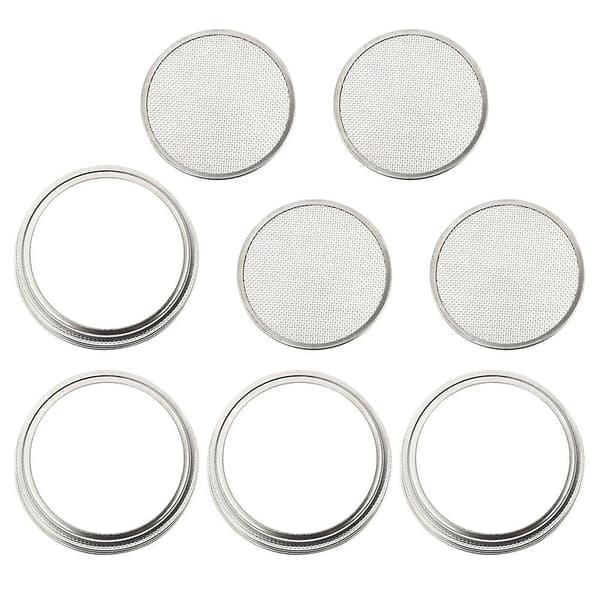 4-pack groddburk sil lock rostfritt stål groddlock för konserveringsburk (8,6X8,6CM, silver)