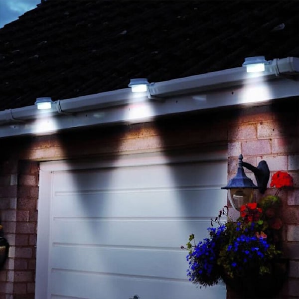 Solcells LED-vägglampa utomhus, säkerhetslampa för trädgård, staket, garage, lager, svart/varmvit skal, 1-pack