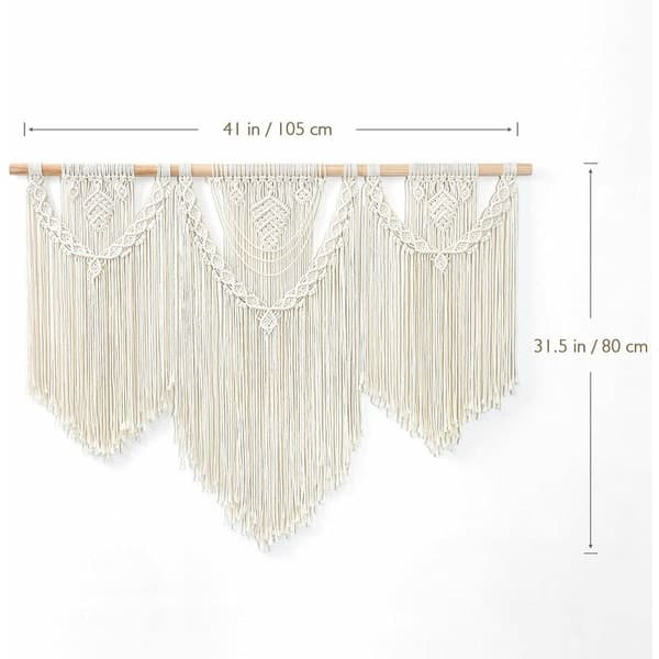 Macrame Väggbonad Stor Boho Chic Vävda Gobeläng Blad Tassel Konst Bomullsrep Bohemisk Macrame Väggdekor för Sovrum Vardagsrum Lägenhet Bakgrund