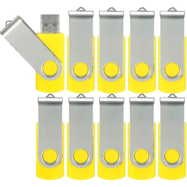 10 Pack USB Flash Drives Usb 2.0 Thumb Drive Bulk Pack Swivel Memory Stick Fold Lagring Jump Drive Zip Drive（4GB, 10 Pack Yellow）