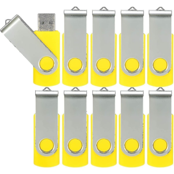 10-pack USB -minnen USB 2.0 tumenhet Bulk-pack Swivel Memory Stick Vik lagring Jump Drive Zip Drive（4GB, 10 Pack Yellow）
