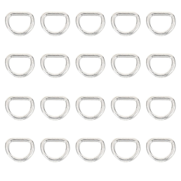 100 stk. DIY mini knapper til dukketøj sytilbehør dukketøj D-formede knapper (0,6X0,4 cm, sølv)