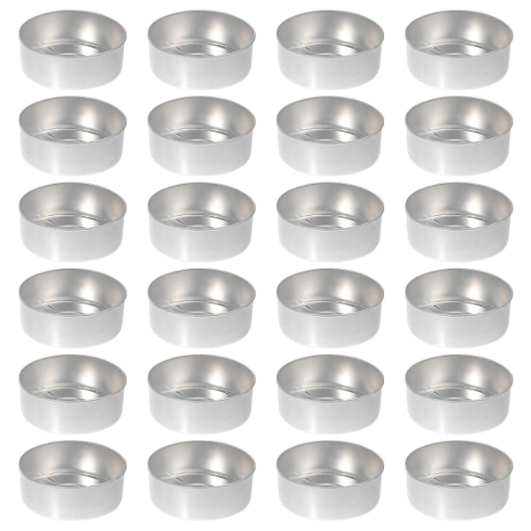 50pcs Candle Cup Box Aluminum Tea Light Pewter Metal Tea Light Cup Holder (3.5X1.4cm, one)