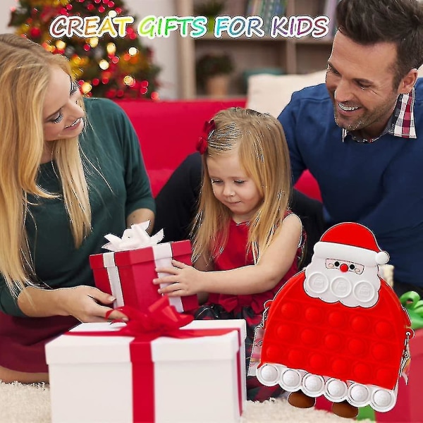 2 i 1 Poppet Bag Christmas Fidget Toy med justerbar axelremslängd, silikon Crossbody liten handväska Present för barn (tomten)1ströd