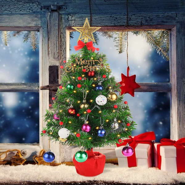 Mini julgran 50 cm bordsskiva julgran Batteridriven belysning Förupplyst  konstgjord julgran för jul, hem, kök, bord dec 16cd | Fyndiq