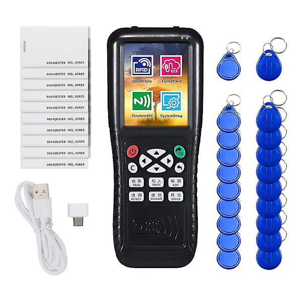 Nfc Rfid-kortkopieringslæser-skriver, nfc Smart Card Reader Writer Rfid Copier, engelsk version Icopy X100 Nfc Id Ic-læser（sort）
