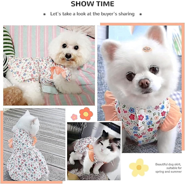 Hundklänning, valpblommig prinsessklänning, tunn söt husdjur sommarkläder kläder söt blommig hundprinsessklänning（2XL，orange）