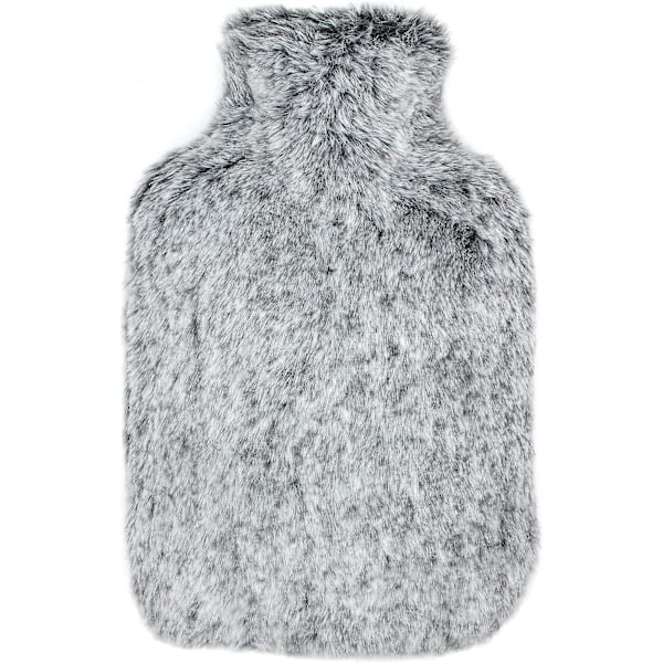 Mjuk varmvattenflaska, mjukt pälsöverdrag, med handväska, 2l stor kapacitet, varmvattenflaska, lindra smärta, mensvärk (silvergrå)