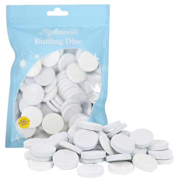 50-pack självhäftande utbytbara poleringsskivor för nagelpolering (2X2cm, vit)