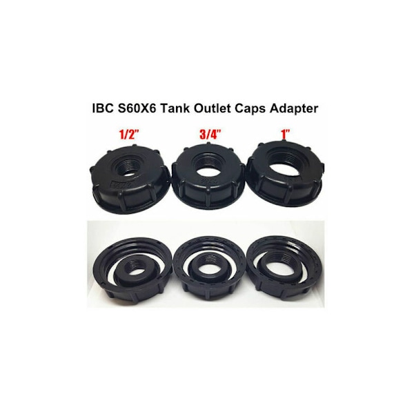 S60X6 IBC Tank Kranadapter Delar Gängad Adapter 1/2 3/4 1 IBC