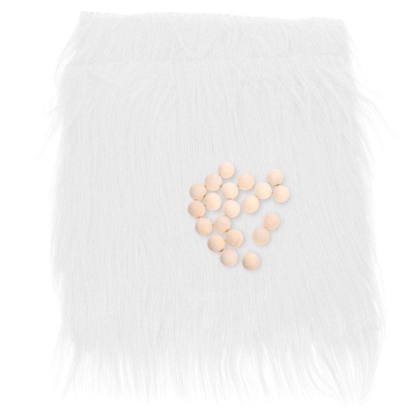 Set tekoturkista neliönmuotoista kangasta ja puisia palloja askartelu-ompeluun Gnome-nukke (25X25X0,5 cm, valkoinen)