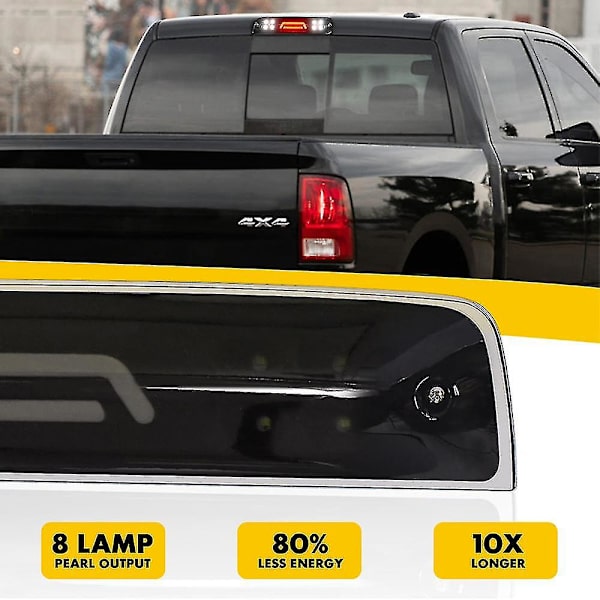 Dodge Ram 1500 2500 3500 2009- Led Smoke 3rd Third Brake Tail Cargo Light High Mount Stop Lamp Turn Signal Backlights