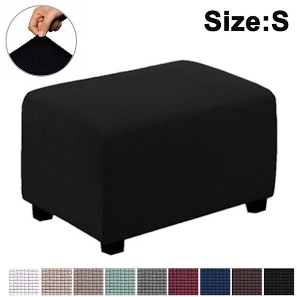 Stretch Ottoman-överdrag, mjuk rektangulär överdrag med elastiskt bälte, S blå