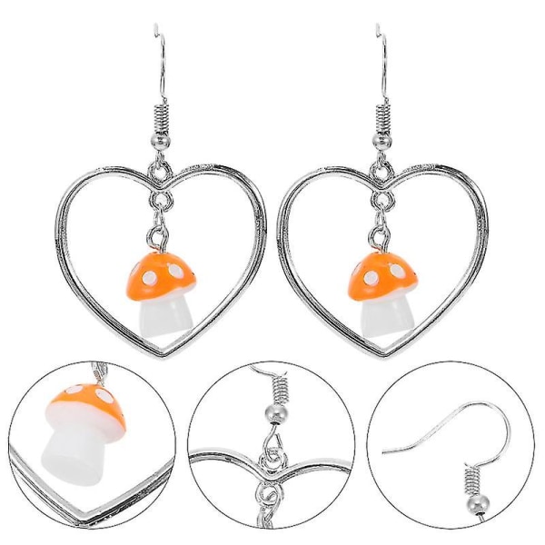 1 par vakre kvinner øredobber hjerte sopp form dråpe øredobber smykker (oransje)