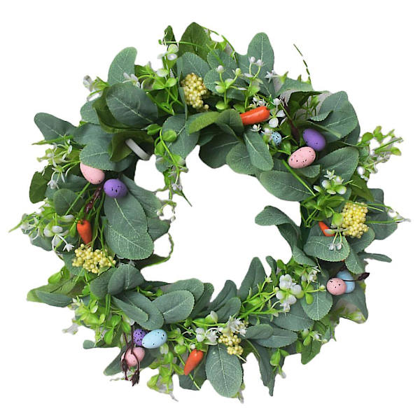 Påsklöv Ägg Krans Hänge Festlig Entrédörr Krans Påsk Fönster Dekor (42cm, som visas)
