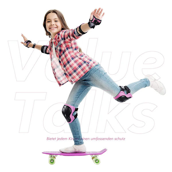Barnens skydd inline skate skydd set skyddsutrustning barn knäskydd armbågsskydd handledsskydd skydd set (S-Rosa)