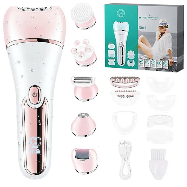 Elektrisk kvinna epilator kvinnlig rakapparat ben kroppshårborttagning (Rosa)