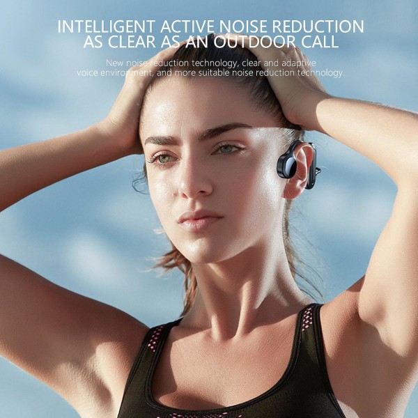 Ledningshörlurar Bluetooth Stereo Trådlösa hörlurar Inbyggd brusreducerande mikrofon Open-Ear Sport Headset（Svarta）