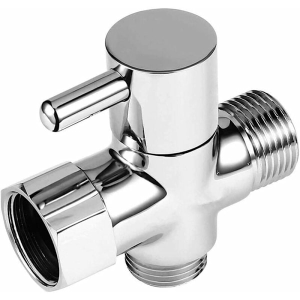 FlkwoH G1/2 T-adapter med avledningsventil för vattenflödesomkoppling för badrum 3-vägs dusch i polerad krom