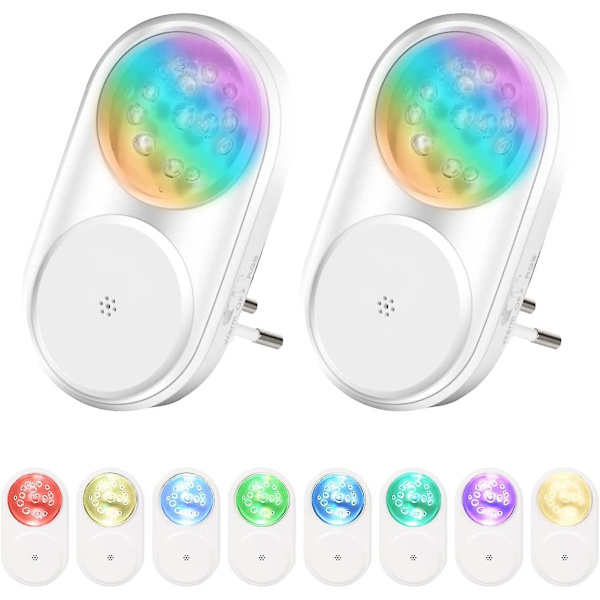 Nattlys stikkontakt barn rgb nattlys baby med daggry sensor energisparende