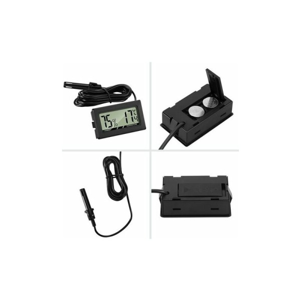3-delad digital termometer med extern sond hygrometer för skrivbordsreptilinkubator