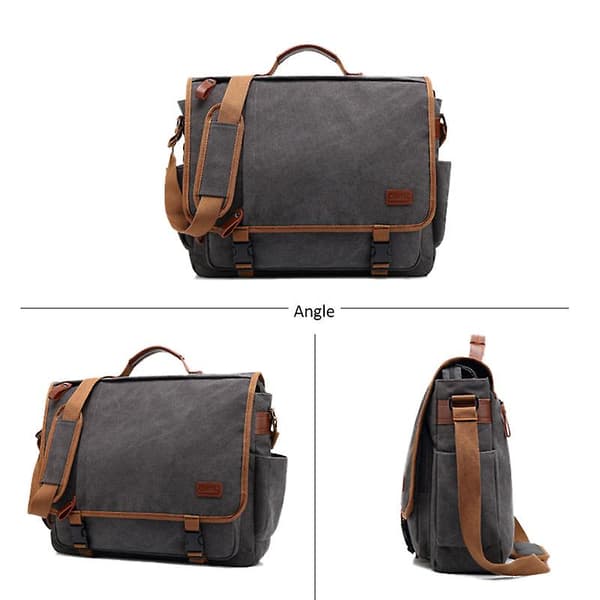 Herr Canvas Messenger Bag för olika tillfällen (17 tum, grå)