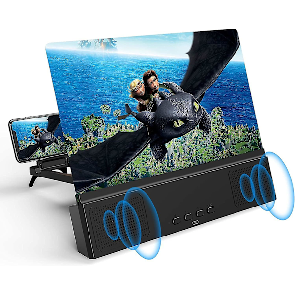 12\" Telefon Skärmförstorare Med Bluetooth Högtalare - 3d Hd Förstorande Projektor