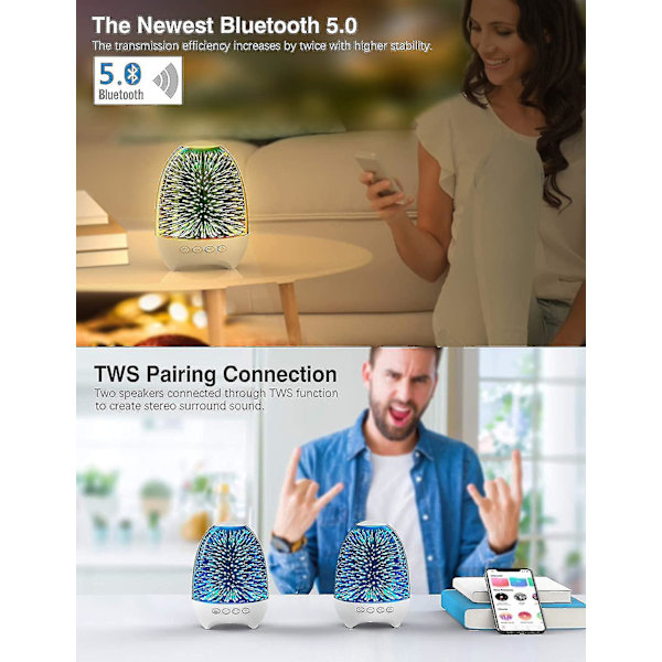 Bluetooth-høyttaler nattlys, 3d galakse nattbordlampe berøringskontroll, dimbar RGB 7 farger skiftende LED bærbar trådløs oppladbar bordlampe Fo