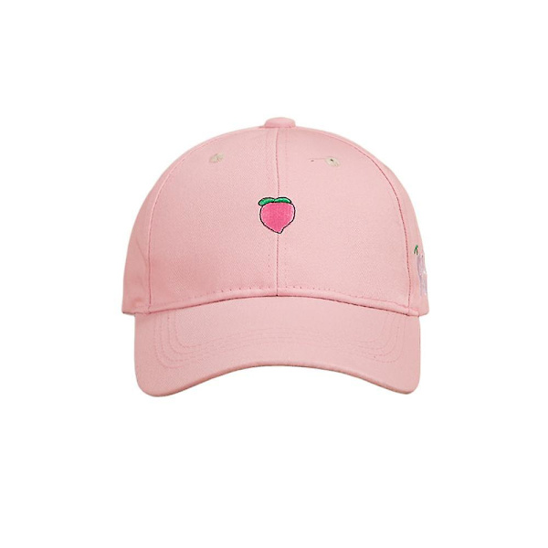 Baseballkeps, mjuk baseballkeps tecknad broderad twill bomullskeps herr damer lättvikts hopfällbar sommar utomhus solskydd (Cherry+