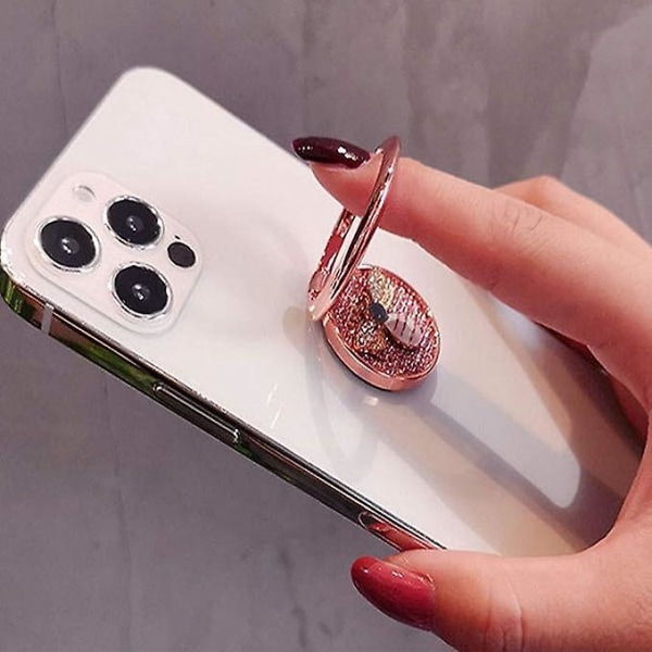 Ringholder Mobiltelefon Ringholder 360 Roterende ringholder (sølvbi), legert emaljebi, kompatibel med smarttelefoner