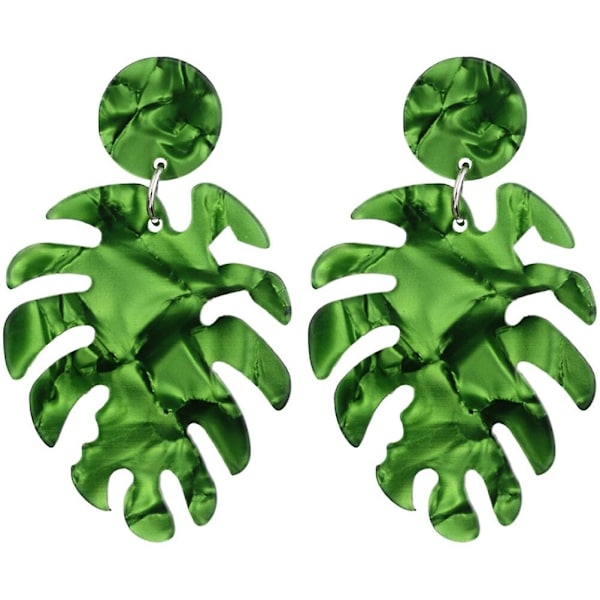 Par med Monstera-blad øredobber Dame dråpe øredobber Jenter Stud øredobber Mote øredobber (6X3,7 cm, som vist i figur 1)
