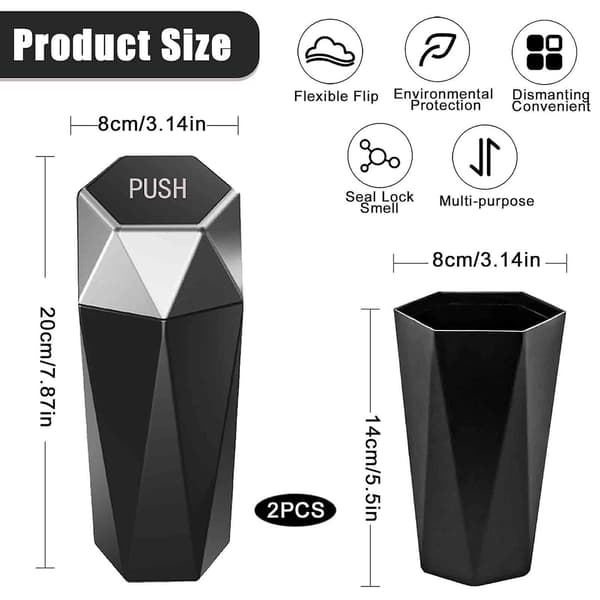 Bil Mini Papperskorg Bil Mugghållare 550ml（silver）