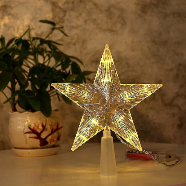 2kpl joulukuusenkoriste Star Lämmin valkoinen Led Light Star Tree Topper joulukuusenkoristeisiin