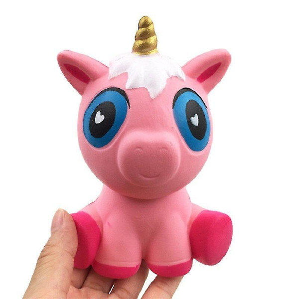 Stor rosa ponny enhörning Squishy Slow Rising Squeeze Toys Super Soft Elastic Toy Barn Födelsedag Jul Present 16*12cm