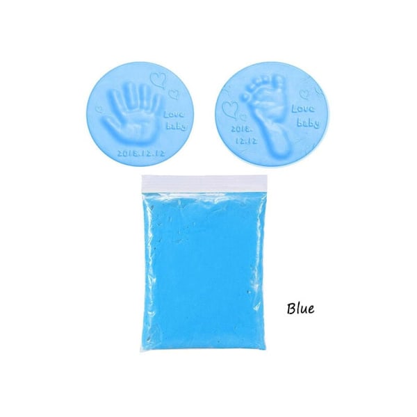 En påse 20g Baby Hand och Footprint Clay DIY Mjuk Fingeravtryck Fingeravtryck Barnleksak Himmelblå (Ingen låda)