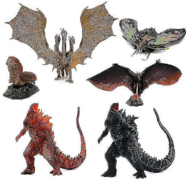 Godzilla 6 kpl:n pakkaus King Of Monsters 5 leluhahmosetti lahja Ghidorah Mothra