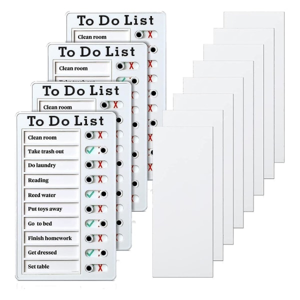 4 st att göra-lista Memo Board Avtagbar anslagstavla Plast Rv Checklista Personlig schematavla Wi（Vit）