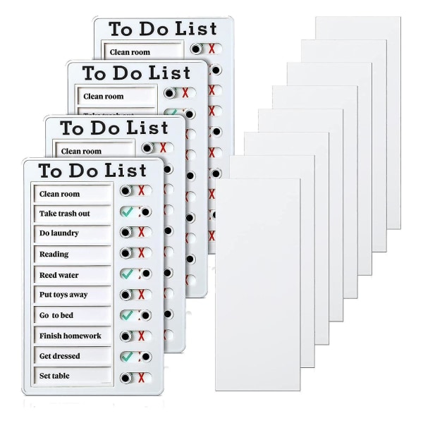 4 st To Do List Memo Board Avtagbar Meddelandetavla Plast Rv Checklista Personlig Schema Board Wi（Vit）