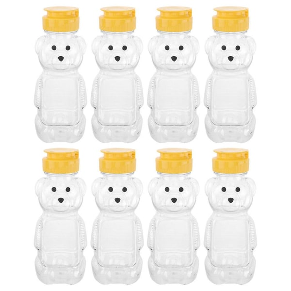 8-pack björn honungsflaska mjölkflaska syltburk honungsförvaringsbehållare (6,1X5,6X15,1CM, som visas på bilden)