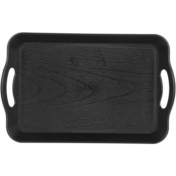 Rektangulär serveringsbricka, plastbricka med handtag för buffé, snabbmat och snabbmat, 37 x 23 cm