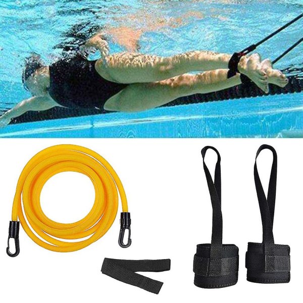 2023 Nytt svømmemotstandsbelte med fotspenner og elastisk tau for trening, gul