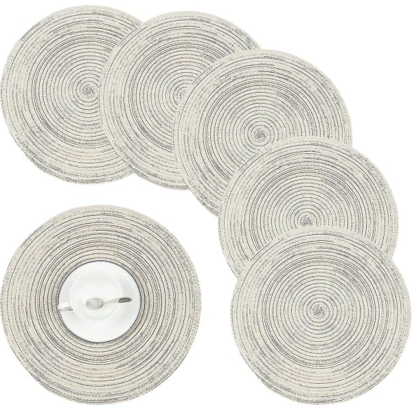 Tvättrund Underlägg Värmebeständig Underlägg Set Om 6 Bordstabletter För Matsal (beige)