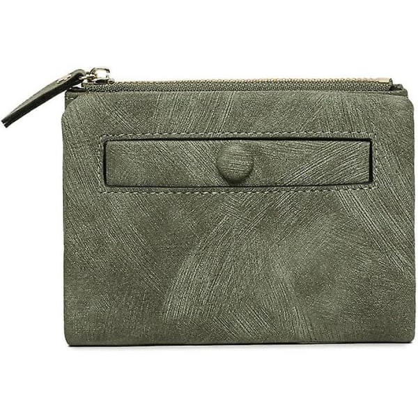 (grønn) Liten lommebok for kvinner - Minilommebok for kvinner - Med myntlomme - Tynn, myk liten lommebok
