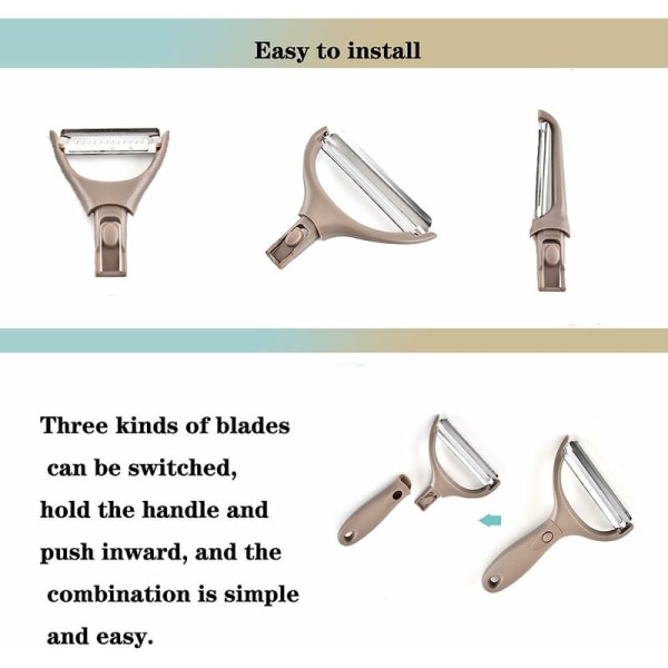 Skalare, potatisskalare, 3-i-1 skalare i rostfritt stål, för frukt, grönsaker och julienneskalare