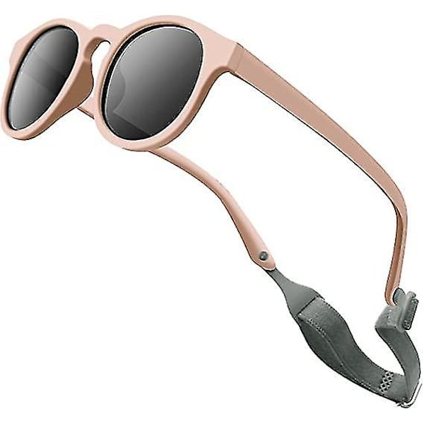 Flexibla polariserade babysolglasögon UV-skydd med justerbara remmar för flickor 0-3 år (rosa)